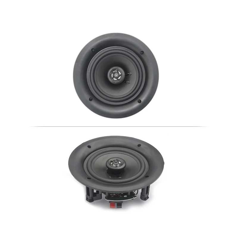 Pyle 6.5” 4 Bluetooth Flush Mount In-wall In-ceiling 2-Way Speaker System Quick Connections Changeable Round/Square Grill Polypropylene Cone &