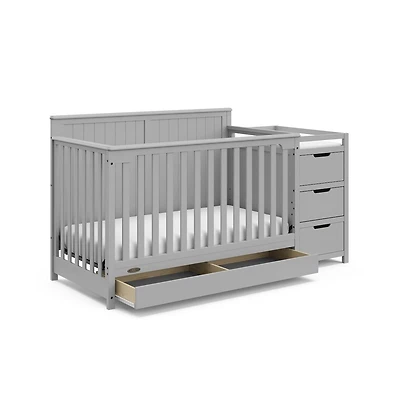 Graco Hadley 5-in-1 Convertible Crib and Changer with Drawer (Pebble Gray)