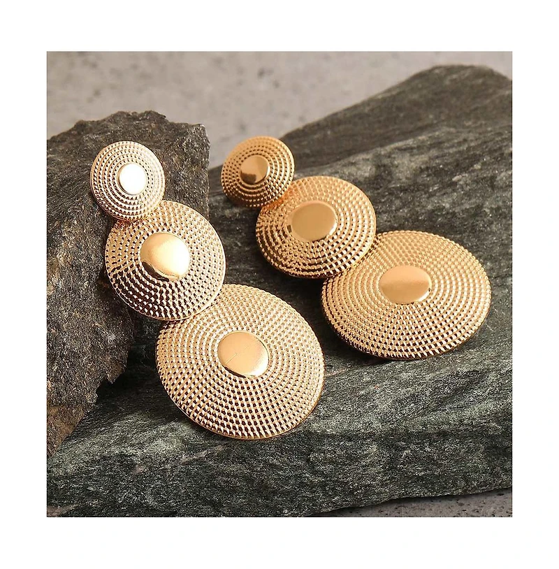 Sohi Women's Green Circular Drop Earrings