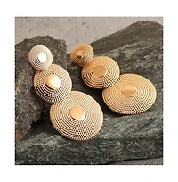 Sohi Women's Green Circular Drop Earrings