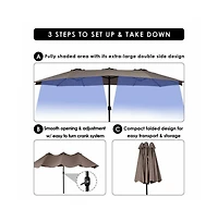 15 Feet Double-Sided Outdoor Patio Umbrella with Crank without Base