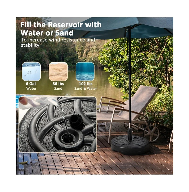 22 Inch Fillable Heavy-Duty Round Patio Umbrella Base Stand