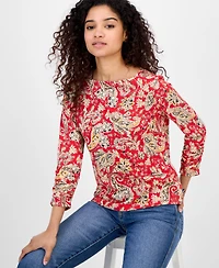 Nautica Jeans Women's Boat-Neck Paisley-Print Top