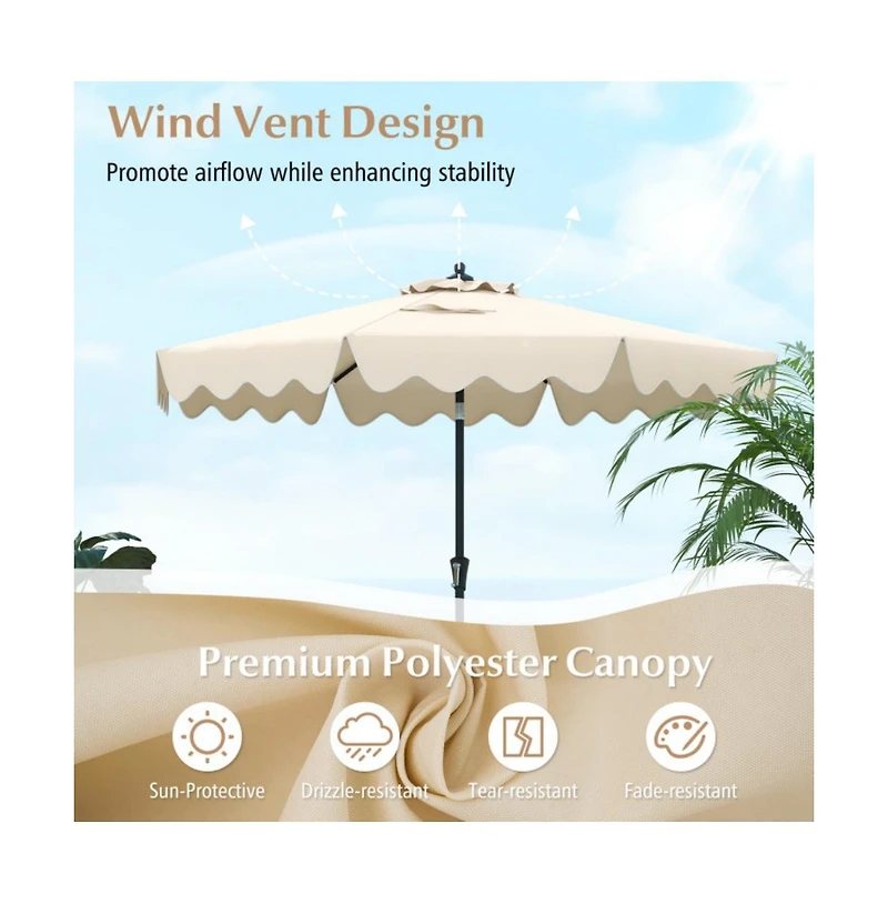 9 Feet Patio Umbrella with Crank Handle and Push Button Tilt