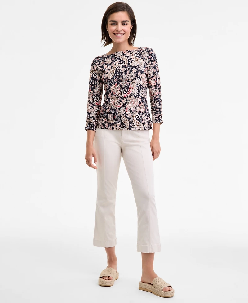 Nautica Jeans Women's Boat-Neck Paisley-Print Top