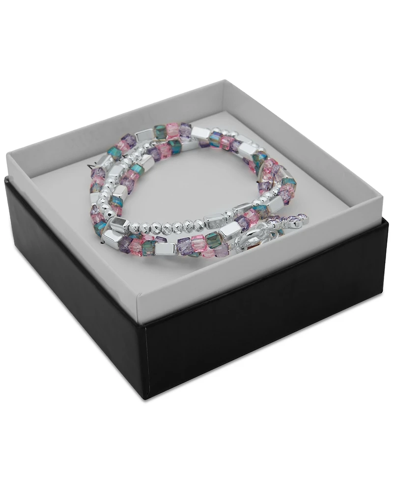 Nine West 3-Pc. Set Crystal Cross Mixed Bead Stretch Bracelets