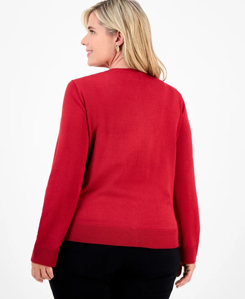 Jm Collection Plus Sequin Embellished Button-Front Cardigan, Macy's Exclusive