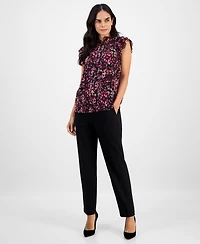 Ak Anne Klein Petite Ruffled Chiffon Top