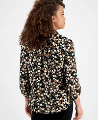 Ak Anne Klein Petite Dot-Print Blouse