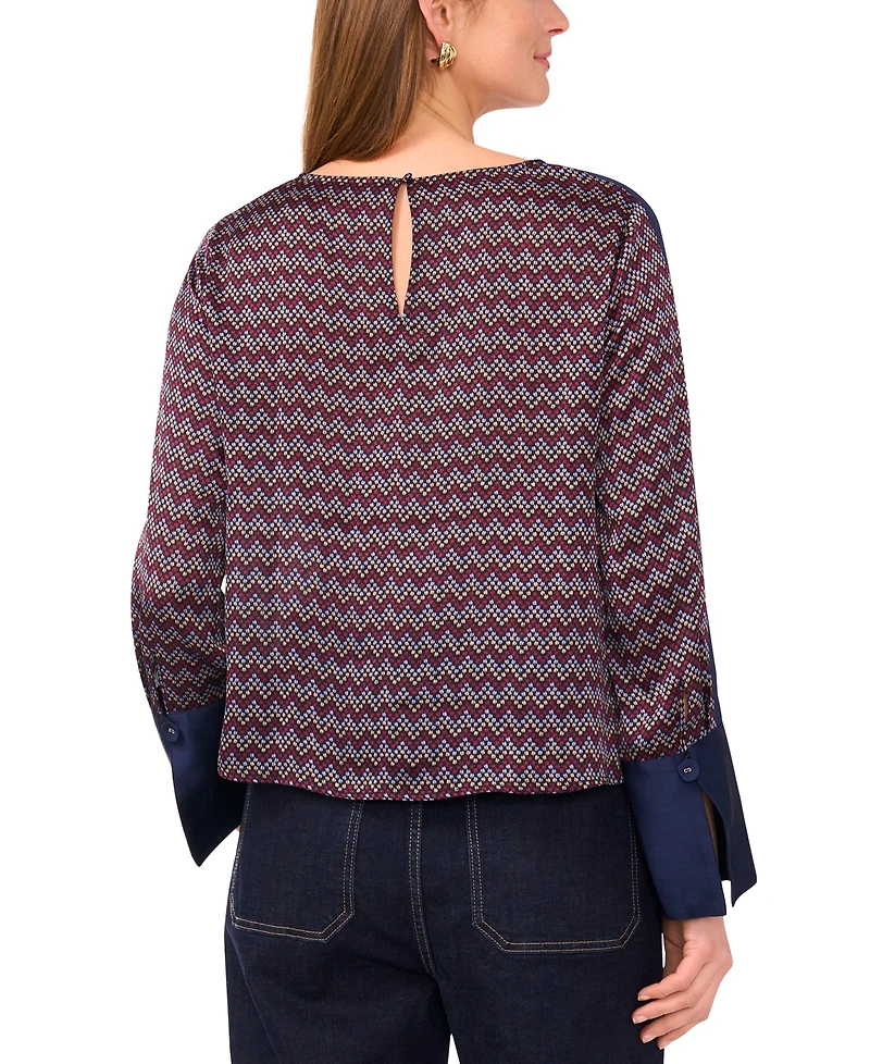 Vince Camuto Women's Printed Wide-Cuff Blouse