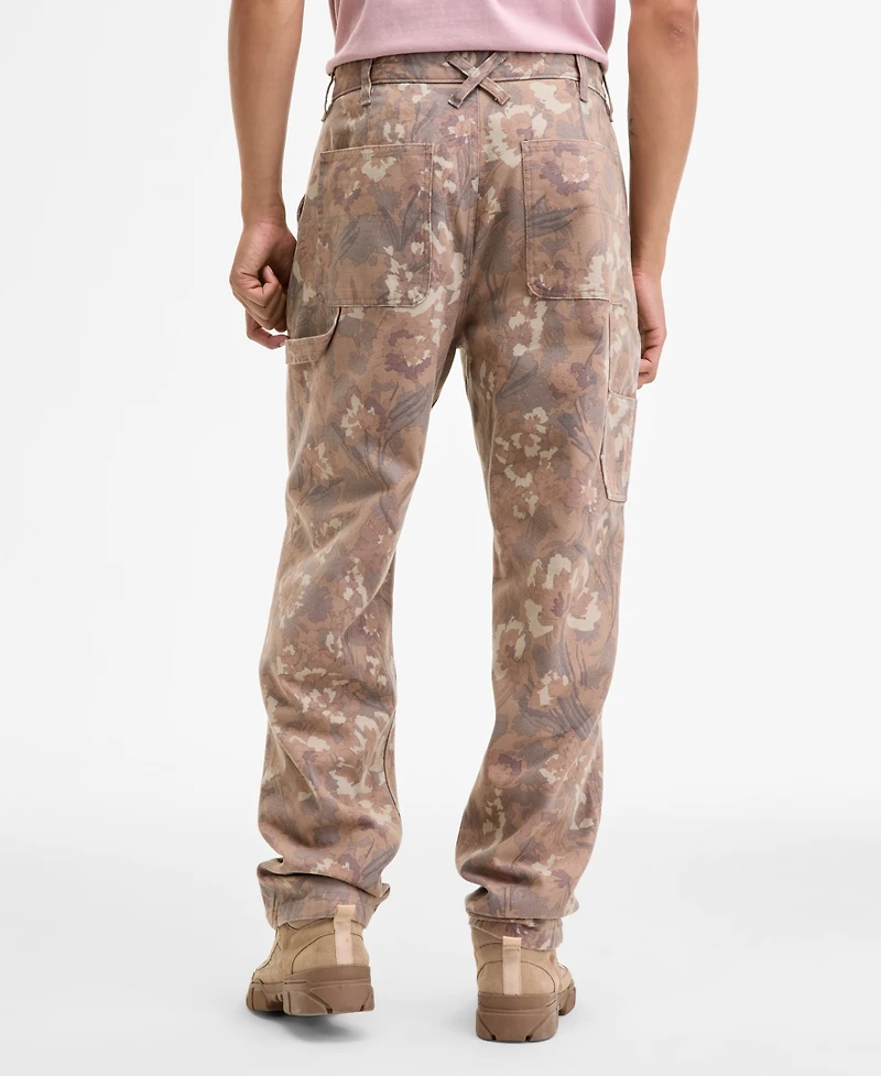 Sun + Stone Men's Pippen Relaxed-Fit Cotton Floral Carpenter Pants, Macy's Exclusive