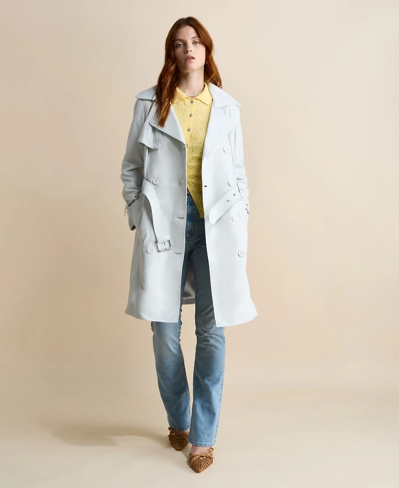 Furniq Uk Women's Leather Trench Coat, Created for Macy's