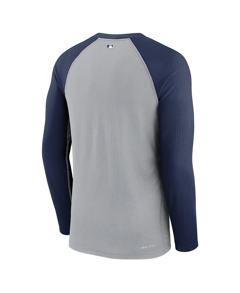 Nike Men's Gray/Navy Toronto Blue Jays Game Authentic Collection Performance Raglan Long Sleeve T-Shirt