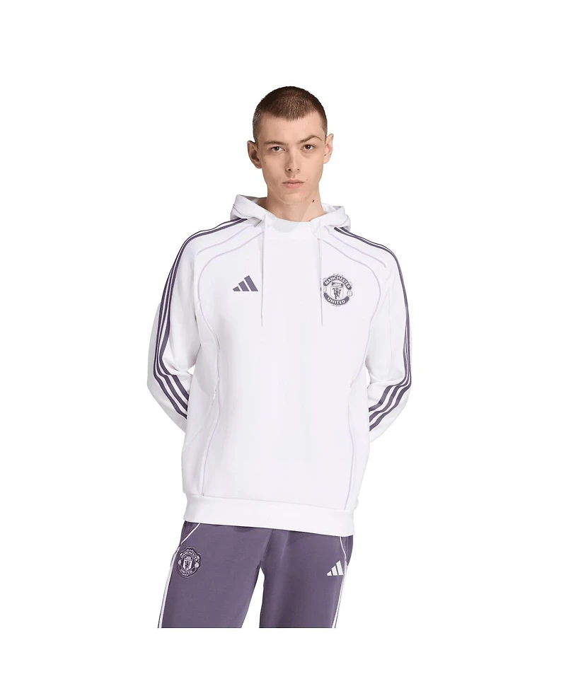 Adidas Men's White Manchester United Urban Purist Raglan Pullover Hoodie