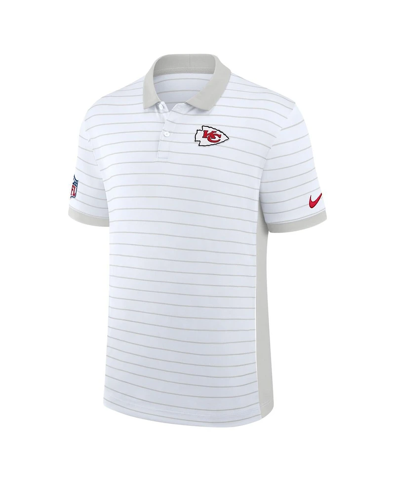 Nike Men's White Kansas City Chiefs Sideline Victory Stripe Performance Polo Shirt