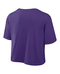 Nike Women's Purple Lsu Tigers Power Pursuit Athletic Prep Arch Performance Cropped T-Shirt
