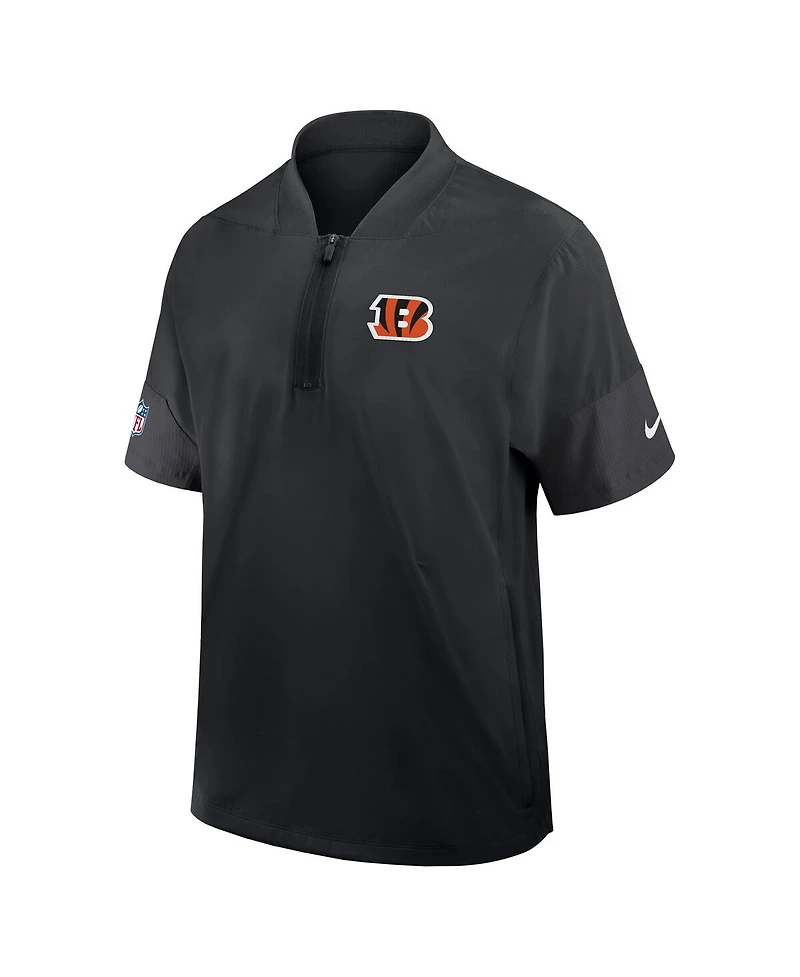 Nike Men's Black Cincinnati Bengals Sideline Short Sleeve Quarter-Zip Performance Coach Jacket