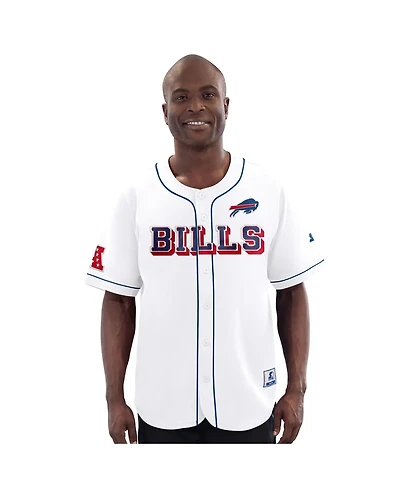 Starter Men's White Buffalo Bills Relay Full-Button Baseball Jersey
