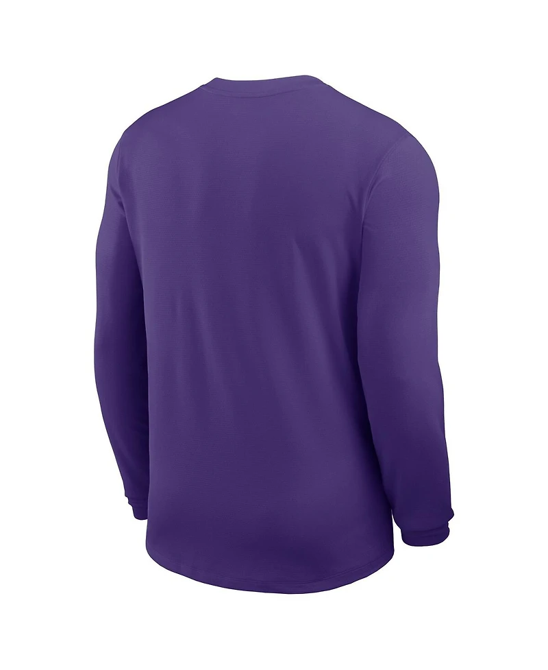Nike Men's Purple Lsu Tigers 2025 Sideline Coach Uv Performance Long Sleeve T-Shirt