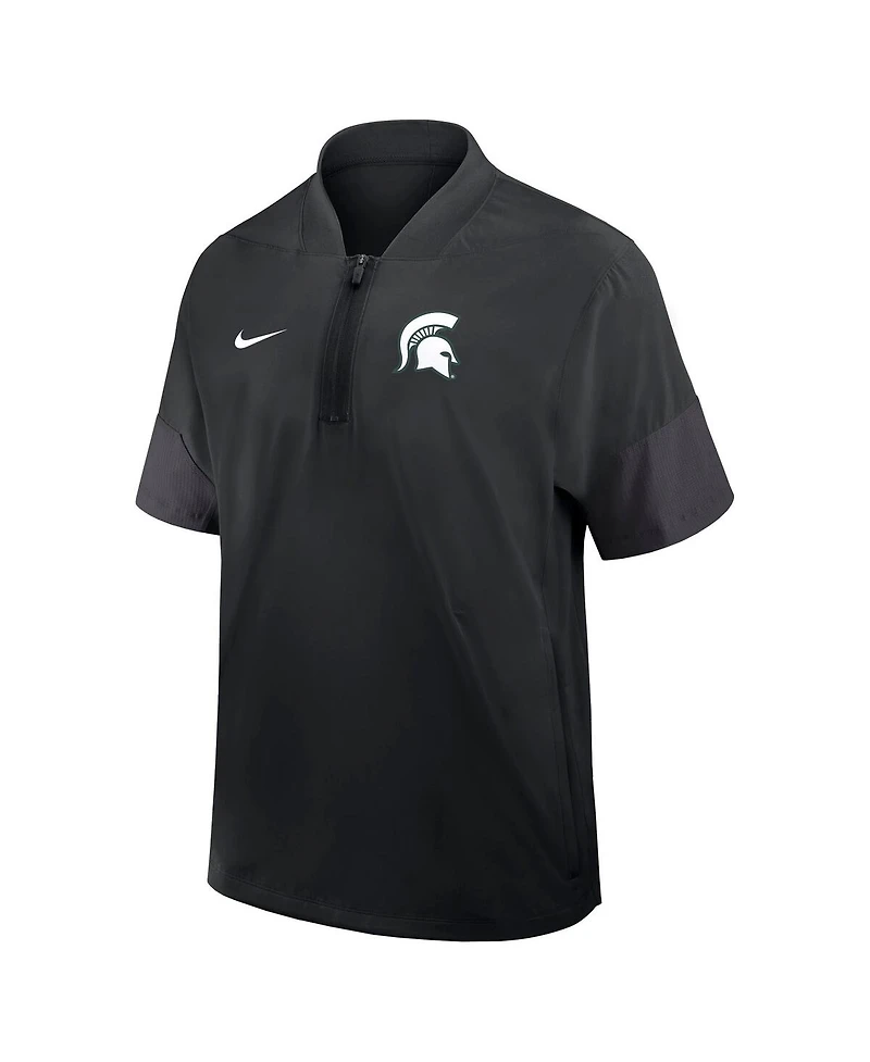 Nike Men's Black Michigan State Spartans 2025 Sideline Coaches Lightweight Short Sleeve Jacket