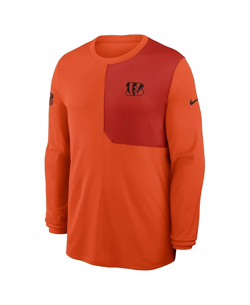 Nike Men's Orange Cincinnati Bengals Sideline Coach Uv Performance Long Sleeve T-Shirt