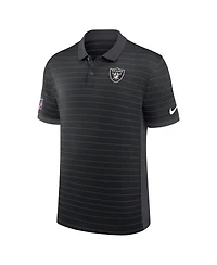 Nike Men's Black Las Vegas Raiders Sideline Victory Stripe Performance Polo Shirt