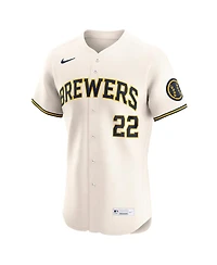 Nike Men's Christian Yelich Cream Milwaukee Brewers Home Elite Player Jersey