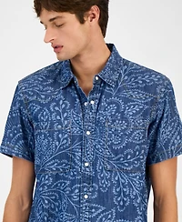 Sun + Stone Men's Printed Denim Shirt, Macy's Exclusive