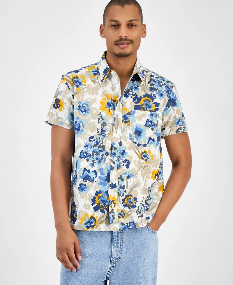 Sun + Stone Men's Floral-Print Short-Sleeve Shirt, Macy's Exclusive