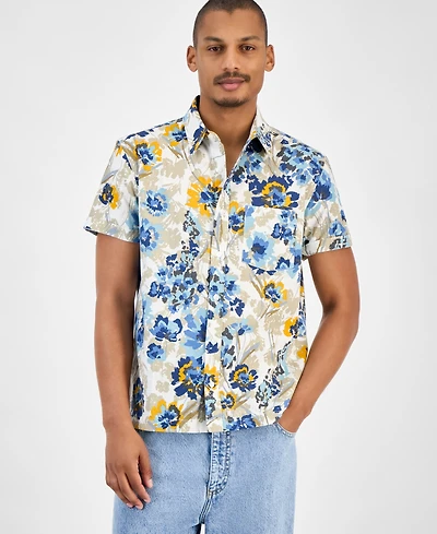 Sun + Stone Men's Floral-Print Short-Sleeve Shirt, Macy's Exclusive