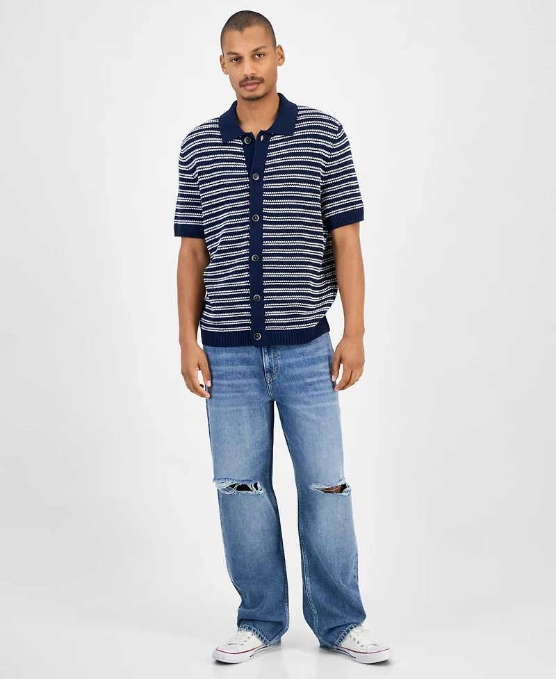 Sun + Stone Men's Striped Short-Sleeve Cardigan, Macy's Exclusive