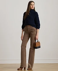 Lauren Ralph Women's Aran-Knit Cotton Quarter-Zip Pullover