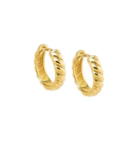 By Adina Eden Solid Flowy Ridged Huggie Earring 14K