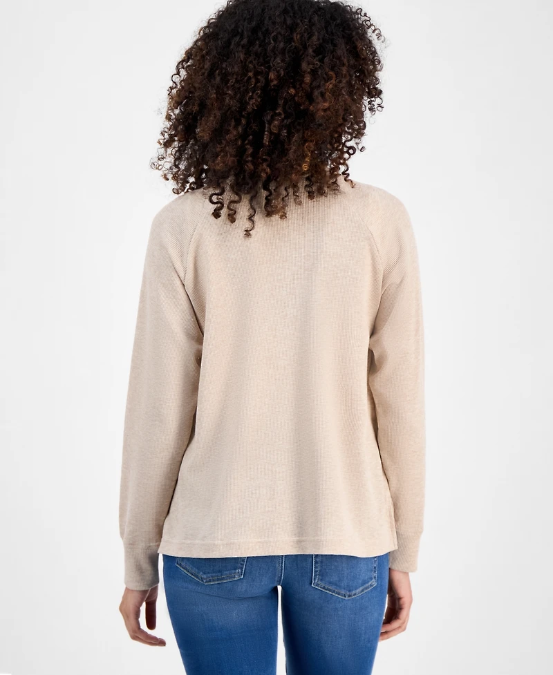 Style & Co Petite Waffle-Knit Half-Zip Sweatshirt, Macy's Exclusive