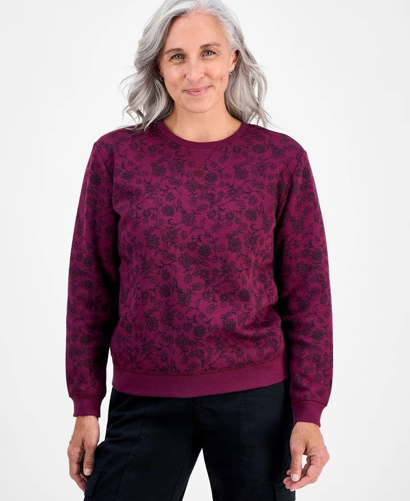 Style & Co Petite Floral-Print Crewneck Sweatshirt, Macy's Exclusive