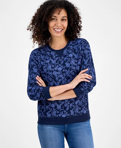 Style & Co Petite Floral-Print Crewneck Sweatshirt, Macy's Exclusive