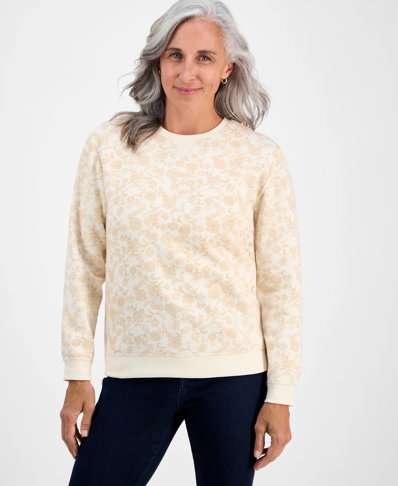Style & Co Petite Floral-Print Crewneck Sweatshirt, Macy's Exclusive