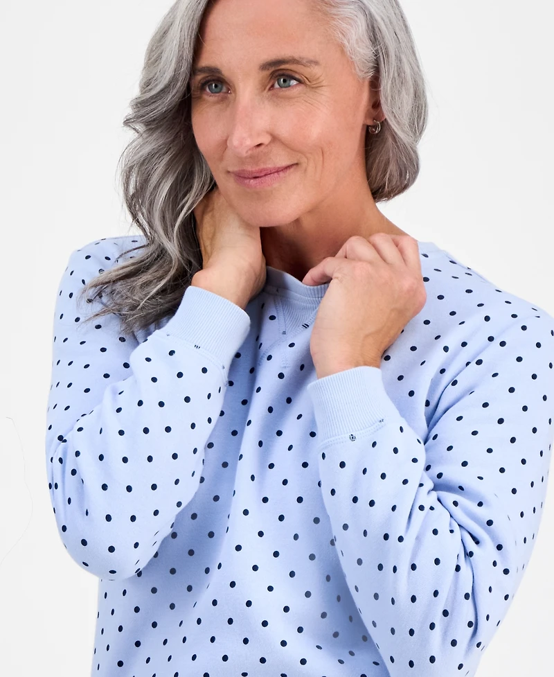 Style & Co Petite Polka Dot Crewneck Sweatshirt, Macy's Exclusive