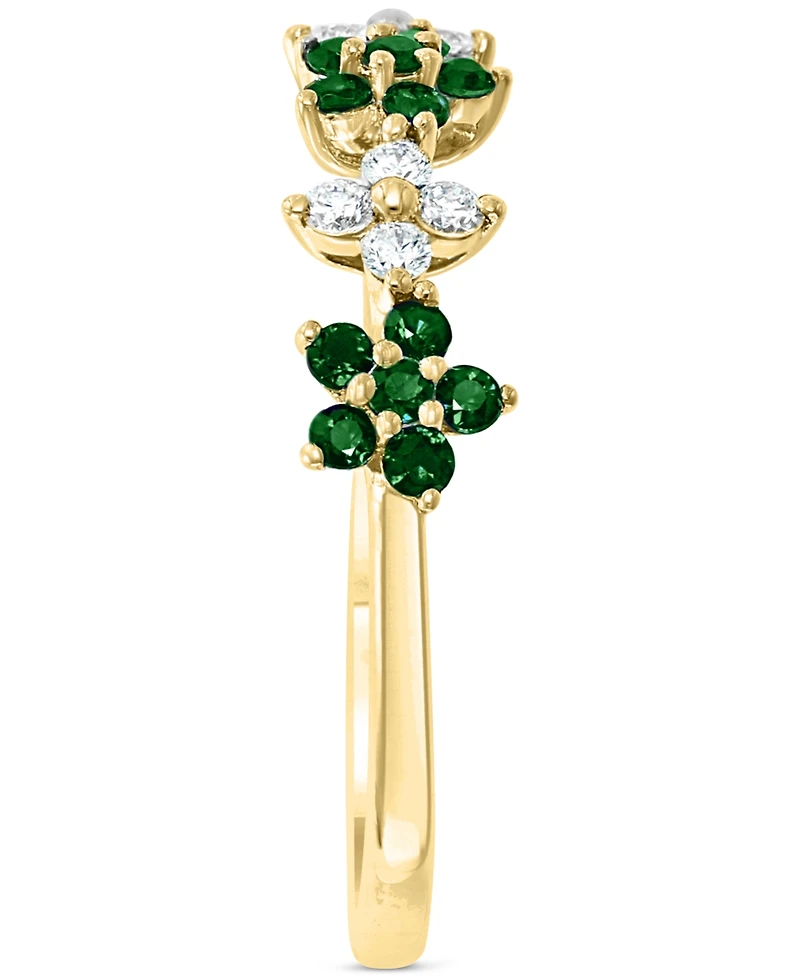Lali Jewels Emerald (1/3 ct. t.w.) & Diamond (1/6 ct. t.w.) Five Flower Ring in 14k Gold (Also in White Gold)