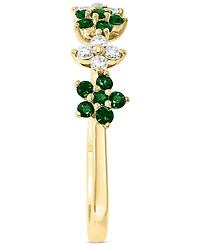 Lali Jewels Emerald (1/3 ct. t.w.) & Diamond (1/6 ct. t.w.) Five Flower Ring in 14k Gold (Also in White Gold)