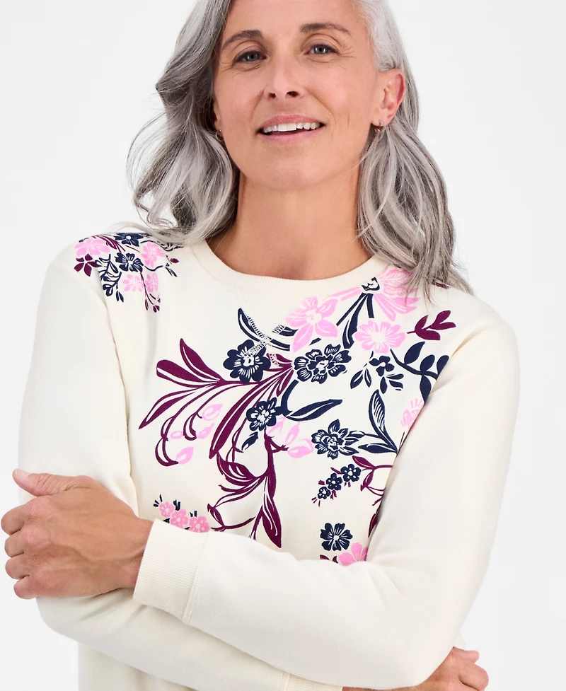 Style & Co Petite Placed Print Crewneck Sweatshirt, Macy's Exclusive