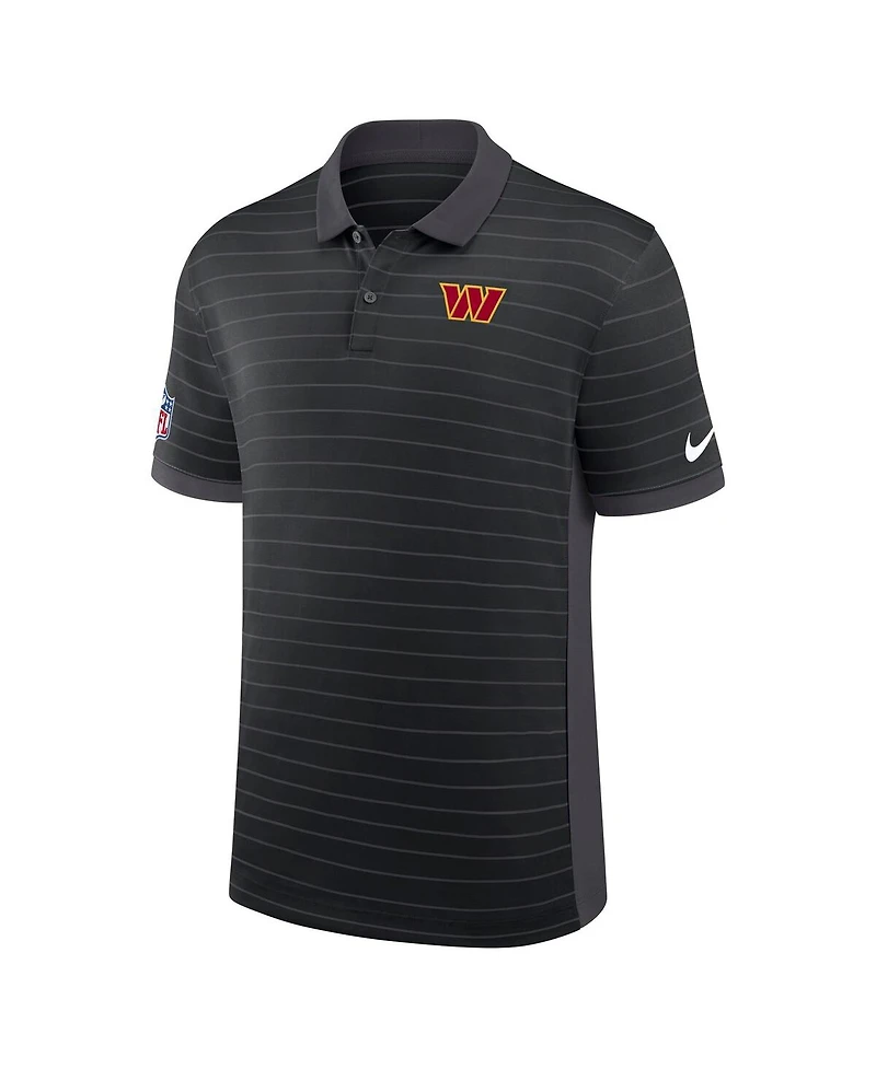 Nike Men's Black Washington Commanders Sideline Victory Stripe Performance Polo Shirt