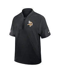 Nike Men's Black Minnesota Vikings Sideline Short Sleeve Quarter-Zip Performance Coach Jacket