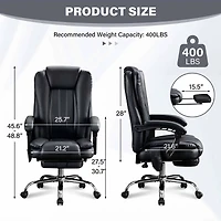 Massage Office Chair with Heat and 6 Vibration Points,Executive Office Chair with Foot Rest and Padded Armrests