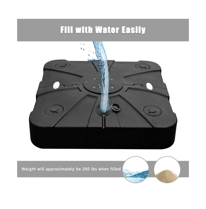 260 lbs Offset Patio Umbrella Base with Wheels Sand Water Filled