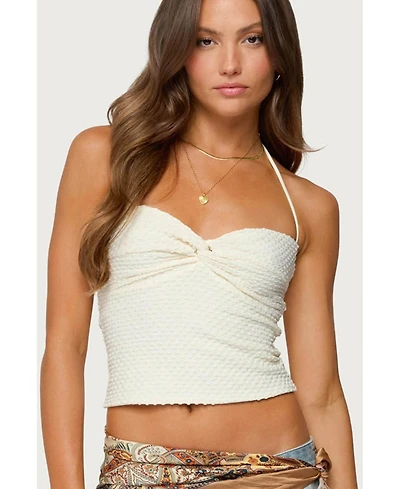 Edikted Women's Zoee Twisted Textured Halter Top