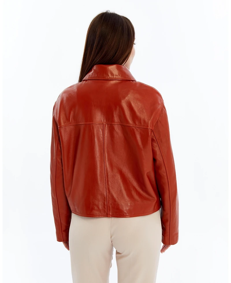 Furniq Uk Women's Cropped Leather Jacket, Created for Macy's