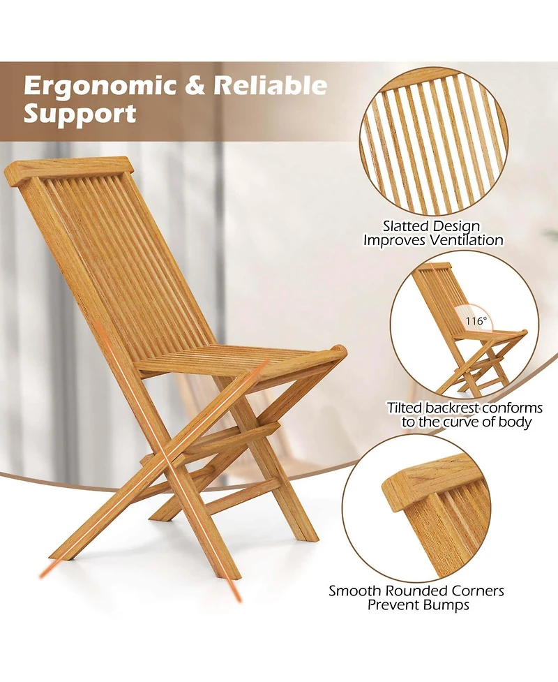 Costway Patio Chairs Set of with Slatted Seat & Backrest No Assembly Needed for Poolside