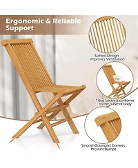 Costway Patio Chairs Set of with Slatted Seat & Backrest No Assembly Needed for Poolside