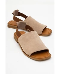 Fuela Leather Elastic Flat Sandals (Women)